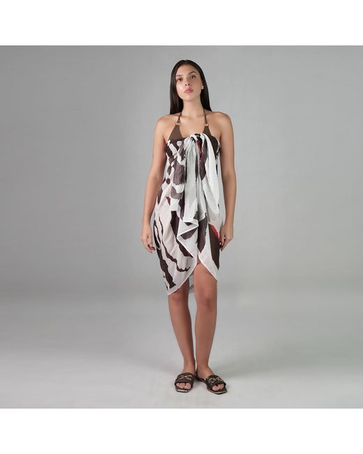 DHARA SHETH DUBAI Multicolor Into The Wild Zebra Print Resort Halter-Style Sarong