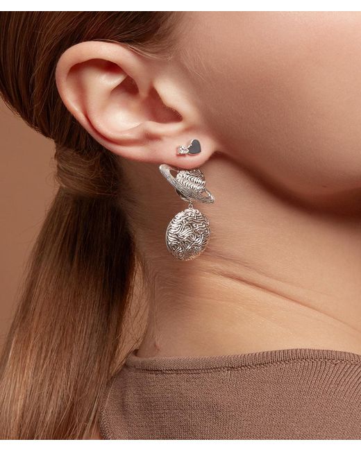 Onia Metallic Diamond Heart Studs
