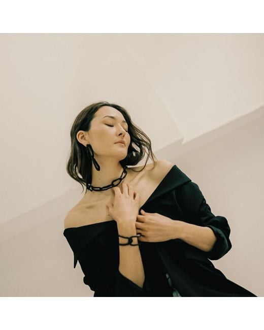 WAIWAI Black Double Link Earrings