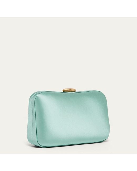 Lulu Guinness Green Sea Foam Satin Hayworth Clutch Bag