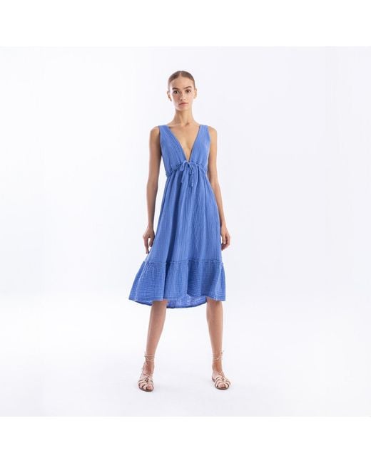 cotton dress for women midi Everlane In Silk Voile In Black, Size 00 Color:Light Blue* Designed with a flattering EOS202430OFF Blue Sheer Cover Up