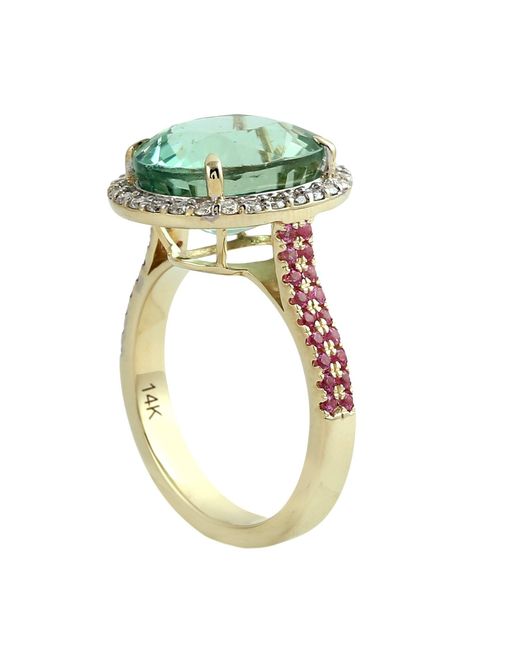Artisan Metallic Tourmaline, Sapphire & Diamond Halo Ring
