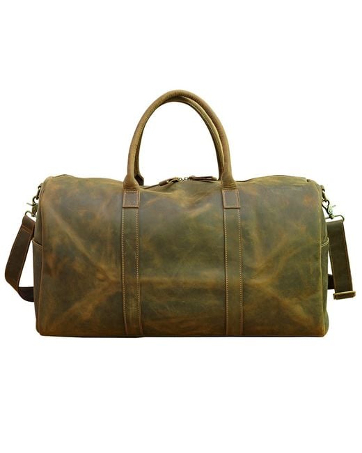 Touri Green Genuine Leather Holdall for men