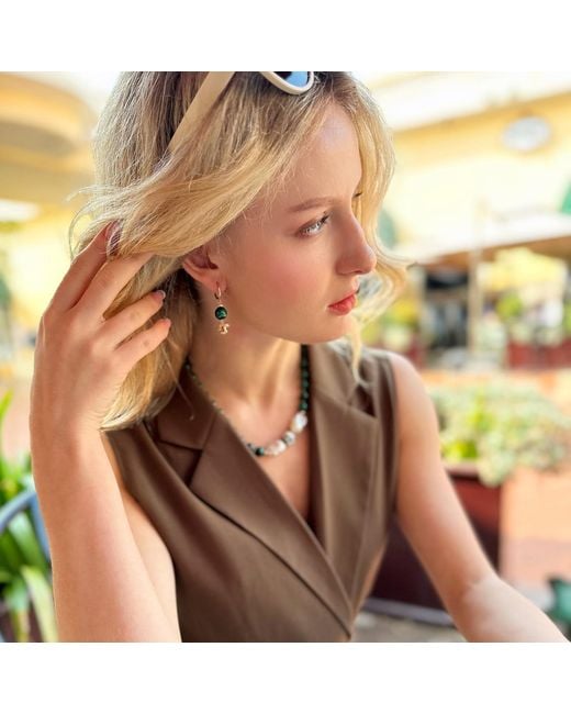 Farra Green Malachite With Squirrel Dangle Earrings