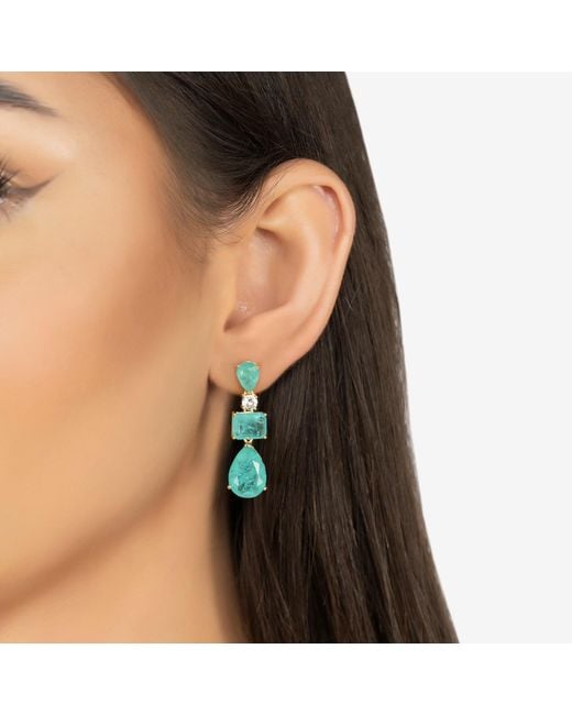Latelita London Blue Valentina Drop Earrings Paraiba Tourmaline