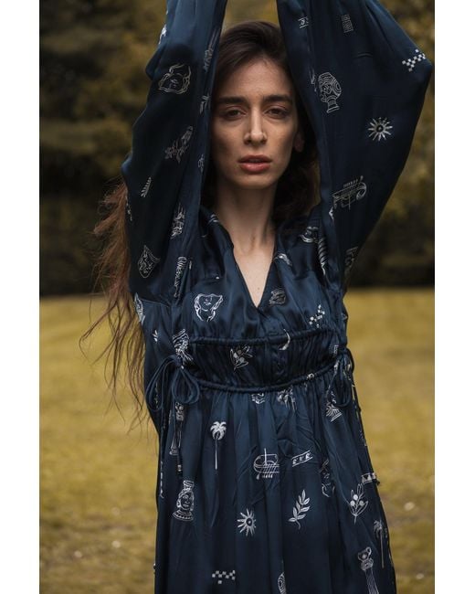 Em & Shi Blue Cleo Midi Dress