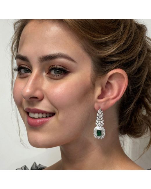 Latelita London Green Countess Gemstone Drop Earrings Emerald