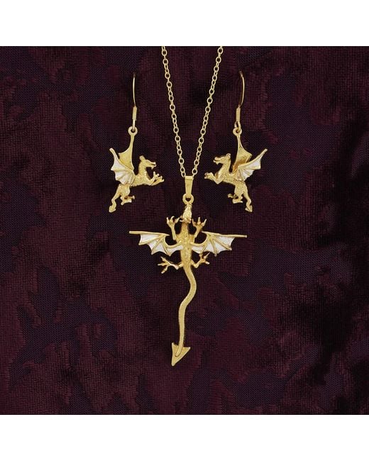 Simon Kemp Jewellers Metallic Vermeil Dragon Necklace And Earrings Set