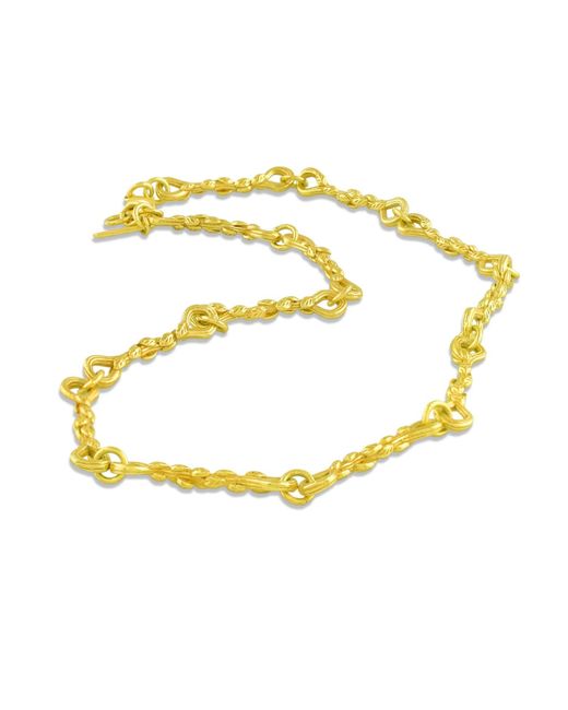 Arvino Metallic Textured Leaf Link Chain Necklace