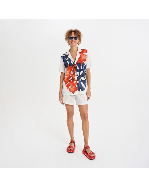 Lalipop Design White Relaxed Cotton Drawstring Shorts