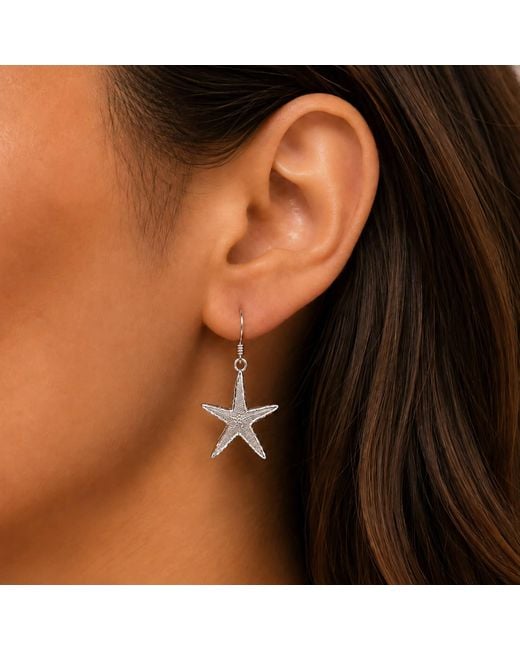 Gold & Honey Metallic Starfish Dangle Earrings