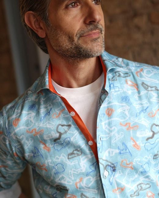 Blake Mill Blue Racing Lines Powder Shirt for men