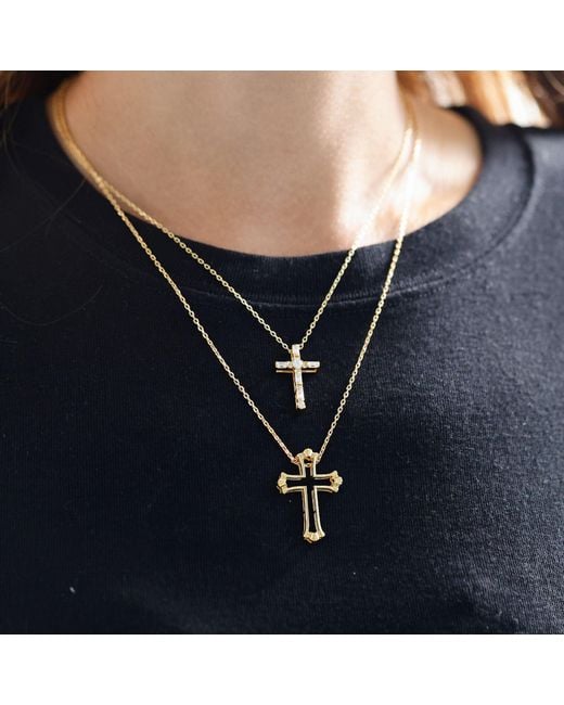 Vanimy Metallic Versatile Cross Duo Set Pendant Necklace
