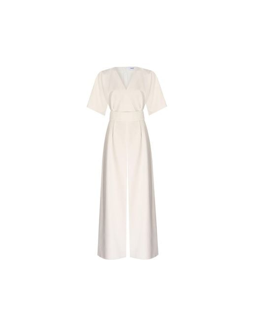 NALÈ White Ella Envelope V-Neck Jumpsuit