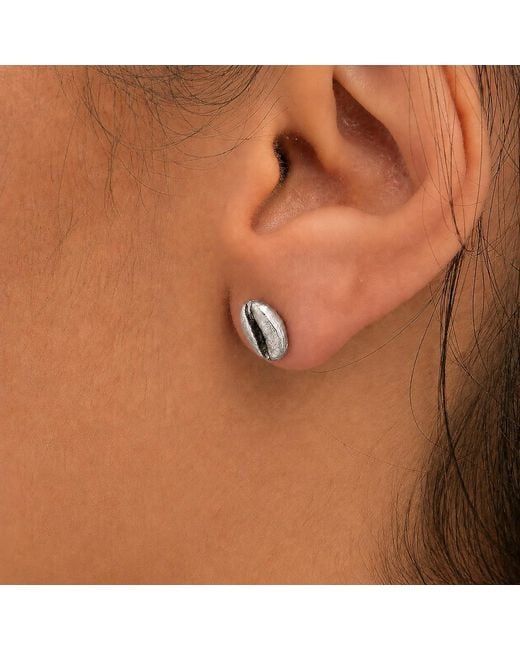 Mother Nature Jewelry Metallic Coffee Bean Earrings, Handmade Minimalist Studs