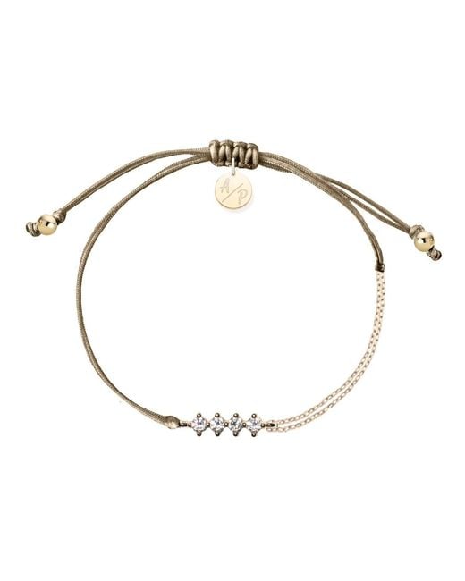 Adriana Pappas Designs Metallic Cz Crystal Bar Bracelet On Colored Cord