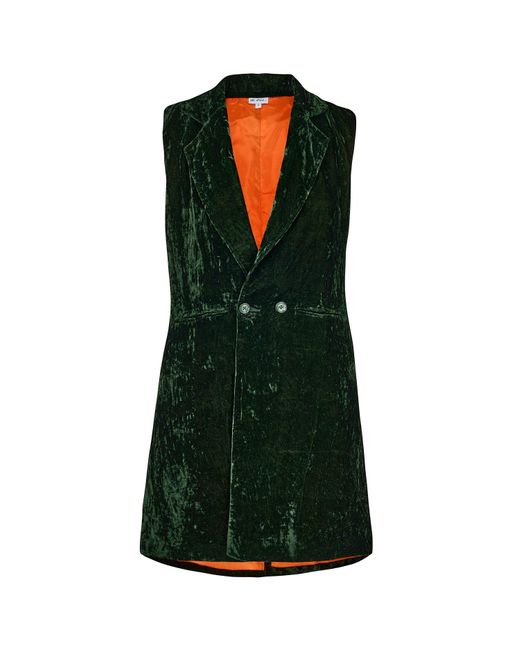 At Last Green Long Silk Velvet Waistcoat