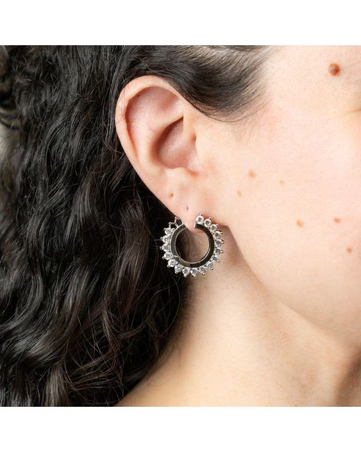 Belinda Jewelz Metallic Gemstone Starburst Hoop Earrings
