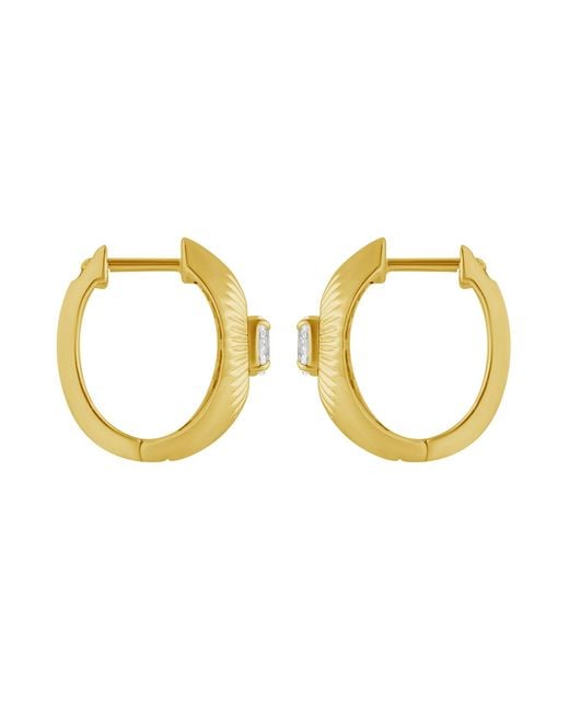 Artisan Metallic Oval Diamond Sunburst Marquise Hoop Earrings