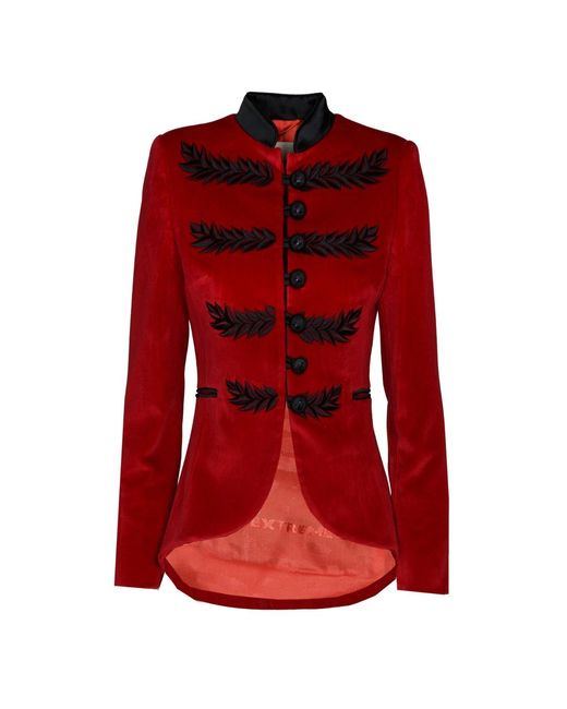 The Extreme Collection Embroidered Blazer With Mandarin Collar