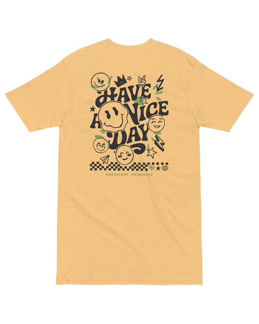 Anchor and Crew Orange Vintage Gustatory Originals Have A Nice Day Heavy Cotton Embroidered T-Shirt
