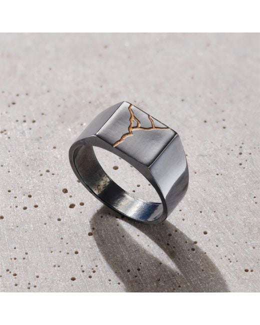 Posh Totty Designs Gray Chunky Kintsugi Signet Ring for men