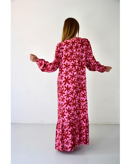Mind Traveler Red Micaela Floral Dress