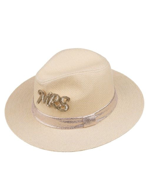 Laines London Natural Neutrals Straw Woven Hat With Embellished Wedding Mrs Brooch