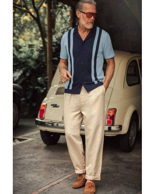 &SONS Trading Co Blue Milano Knitted Polo Shirt for men