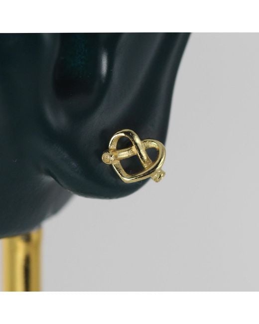 VicStoneNYC Fine Jewelry Metallic Golden Heart Stud Earrings