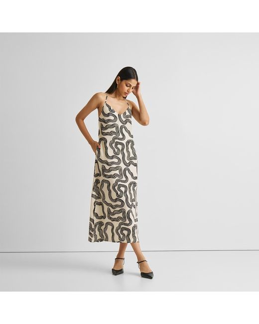 REISTOR Metallic Midi Slip Crepe Dress