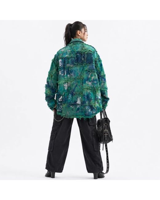 Zasta Studio Green Wearable Ruins Shredded Denim Colored Shirt A