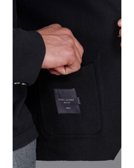 Paul James Knitwear Black Lightweight Cotton Corneliuss Formal Knitted Blazer for men