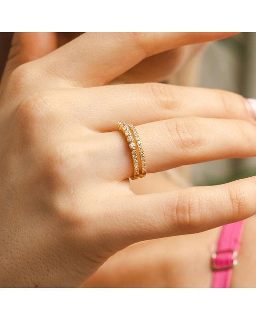 BLOOMTINE | Earth Angel HQ Metallic Illuminess Premium Vermeil Moissanite Combi Ring