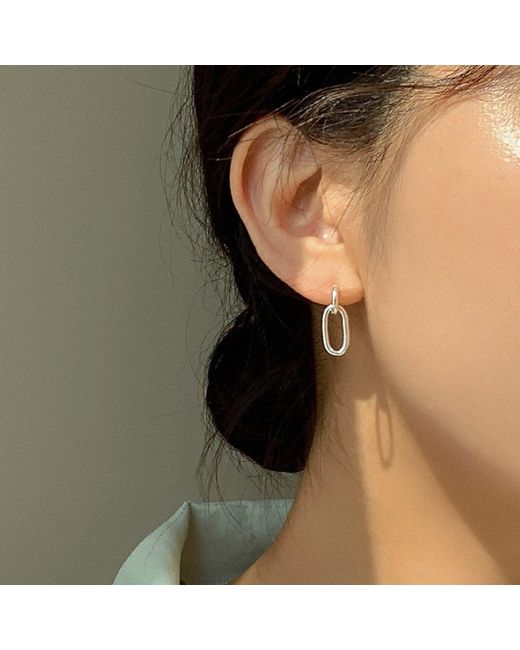 Cote Cache Metallic Oval Chain Link Drop Earrings