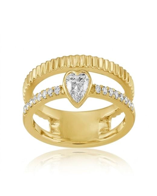 Artisan Metallic 14K Bezel Heart Diamond Open Band Ring