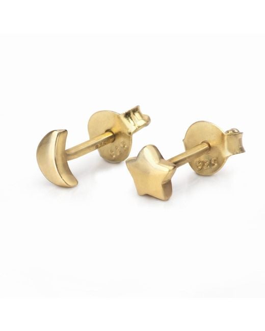 The Jewellery Store London Metallic Star And Moon Studs
