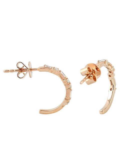 Artisan Metallic Baguette Cut Diamond Hoop Earrings