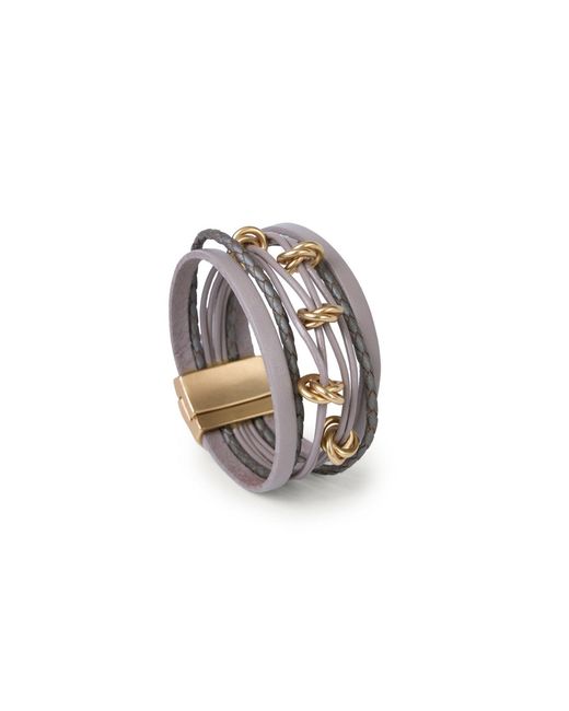Saachi Metallic Knotted Charm Leather Bracelet