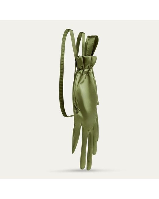 Lulu Guinness Green Khaki Satin Hand Backpack