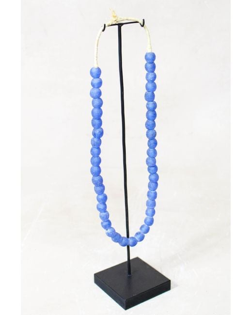 Botanical Boys Blue Ghana Glass Beads Necklace