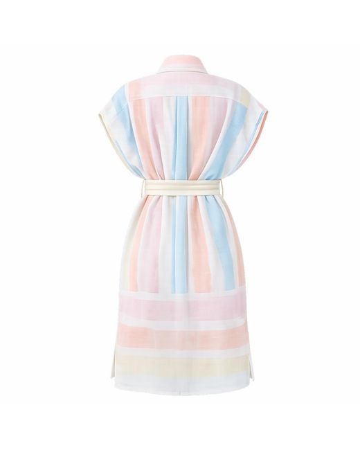 LOVEIST STORE Multicolor Almeria Linen Blend Belted Shirt Dress