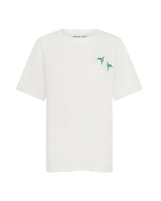 Sour Figs White Hummingbird Duo Print T-Shirt
