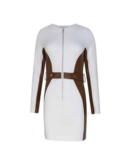 Circular Path White Panel Denim Bodycon Dress