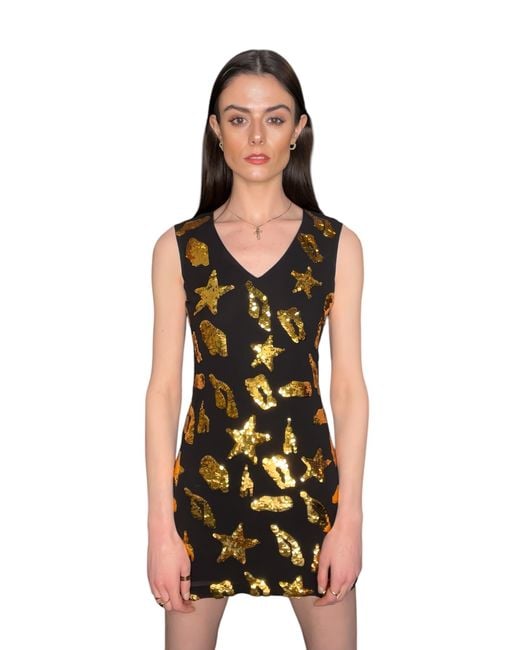 Any Old Iron Metallic Star Leopard Sequin Dress