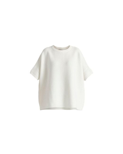 Paisie White Short Sleeve Ribbed Jumper