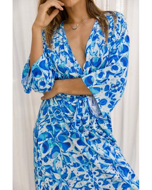 Sophia Alexia Blue Greek Goddess Mozambique Midaxi Dress