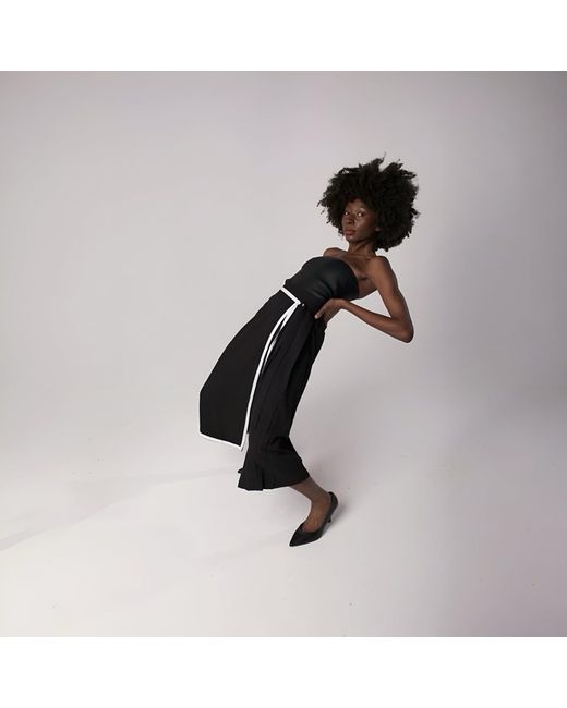 London Atelier Byproduct Blue Asymmetrical Culottes Trousers With Wrap Detail