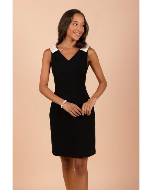 Santinni Black Elise Wool Dress With Silk Bows