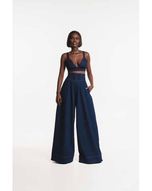 Ofuure Blue Azure Denim Bra Top